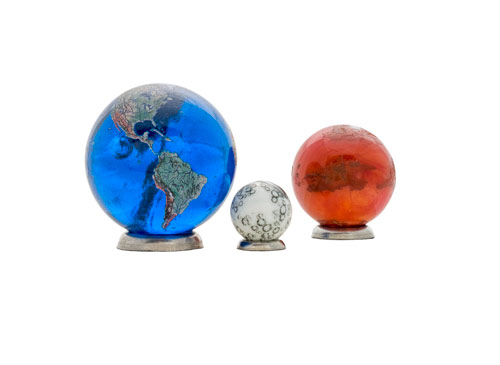 Earth Mars and Moon to Scale Marble Kit